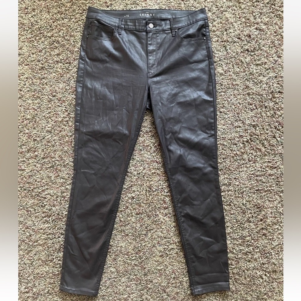 White House Black Market Brown Coated “The Skinny” Jeans size 14
